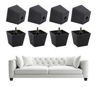 FREEBLOSS Paquete de 8 patas de plástico para muebles, patas de sofá negras con pernos M8, patas cuadradas para muebles, sofá, cama, mesa, sofá, 3 x 2.2 x 2.6 pulgadas