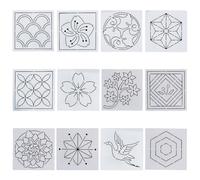 FREEBLOSS Plantillas de Bordado Sashiko PET - Plantillas de Flores para Dibujar, para Acolchado y Bordado a Mano, 14 x 14 cm