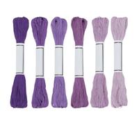 FREEBLOSS Sashiko - 6 madejas de hilo Sashiko, 100 % algodón, 6 x 50 m, hilo japonés para coser a mano, hilo de algodón grueso para acolchar, coser a mano, suministros de bordado, color morado