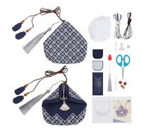 FREEBLOSS Sashiko DIY Kit de construcción de monedas, juego de bolsas de monedas Sashiko con patrón de nieve, juego de costura a mano con accesorios Sashiko completos Kit de punto de cruz japonés, kit