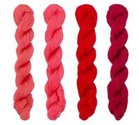 FREEBLOSS Sashiko Hilo Sashiko Strang 4 x 100 m Hilo de Bordar de Algodón Puro Japonés Hilo de Coser Accesorios para Acolchado y Bordado 4 Colores Temáticos Rojos