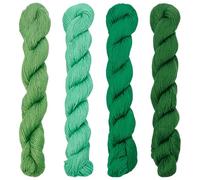 FREEBLOSS Sashiko - Juego de 4 madejas de hilo Sashiko de 100 m x 4 colores (verde), hilo de bordado de algodón japonés para acolchado y bordado, suministros de hilo de coser