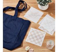 FREEBLOSS Sashiko - Kit de bordado de bolso de mano con plantillas de PET, juego de bolsas de punto de cruz para proyectos de manualidades, kit de bordado para principiantes, kit de costura a mano 34