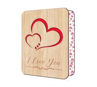 FREEBLOSS Tarjeta de madera de corazón para ella con palabras románticas, feliz aniversario, cumpleaños, 15 x 20 cm