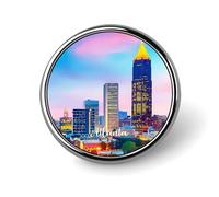 Freecustom Atlanta - Juego de alfileres de paisaje, regalo de viaje, alfileres de sombrero de ciudad, recuerdo, rascacielos, mochila, alfileres novedosos del parque nacional, horizonte de edificio