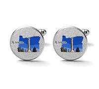 Freecustom Gemelos para hombre con paisaje del estado de Oklahoma, gemelos para hombre, diseño de ciudad, orgullo urbano, edificio, rascacielos, gemelos artísticos para boda, padrinos de boda, joyería