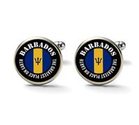 Freecustom Gemelos para hombre, diseño de la bandera de Barbados, con el mejor lugar en la tierra, gemelos para hombre, gemelos clásicos para bodas, compromisos, 0.68in, Metal, No es una piedra