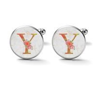 Freecustom Gemelos para hombre, monograma inicial Z, gemelos para hombre, alfabeto, oro, rosa, floral, gemelos para hombre, familia, nombre familiar, vintage, gemelos para camisa, regalos de boda