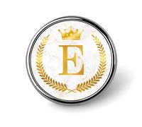 Freecustom Juego de pines de letra E con monograma de corona dorada, pin de solapa familiar, monograma inicial, botones personalizados, pin moderno para mochilas, bolsos, sombreros, tela, Set of 1