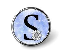 Freecustom Juego de pines de letra F con monograma de margarita floral, monograma, insignia de letra única, pines clásicos para chaquetas, ropa, hombres y mujeres, Set of 1