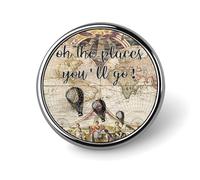 Freecustom Oh The Places You'Ll Go - Juego de pines esmaltados de mediados de siglo, mapa, viaje, solapa, citas, mochilas, botones personalizados, juego de pines clásicos para sombreros, chaquetas