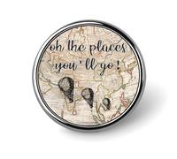 Freecustom Oh The Places You'Ll Go - Juego de pines esmaltados de mediados de siglo, mapa, viaje, solapa, citas, mochilas, botones personalizados, juego de pines clásicos para sombreros, chaquetas