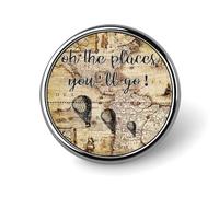 Freecustom Oh The Places You'Ll Go - Juego de pines esmaltados de mediados de siglo, mapa, viaje, solapa, citas, mochilas, botones personalizados, juego de pines clásicos para sombreros, chaquetas