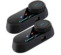 FreedConn 2xT-COMVB Intercomunicador Casco Moto Bluetooth, Manos Libres 2-3 Motoristas, Sistema Comunicación con Compartir Música, Auriculares para Motocicleta