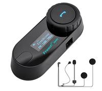 FreedConn Auriculares Bluetooth T-COM SC para motocicleta, emparejar 800 m, 2 ciclistas hablando simultáneamente con cable de micrófono duro/suave