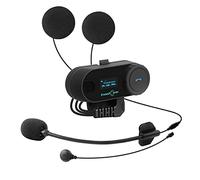 FreedConn TCOM SC Casco de la Motocicleta intercomunicador Bluetooth,Motocicleta Auricular Bluetooth 800M,Pantalla LCD, Intercomunicador Casco Moto para 2 o 3 Jinetes