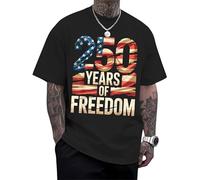 Freedom - Camisetas de la bandera de Estados Unidos para hombre, camisetas gráficas patrióticas de águila libertad, camisetas de moda americanas casuales de libertad de expresión, Black 250 Years of
