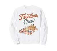 Freedom Crew Patriotic Picnic Diseño Vintage Script Retro Sudadera
