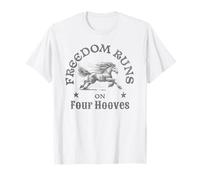 Freedom Runs On Four Hooves Running Horse Cita Inspiradora Camiseta
