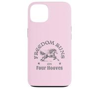 Freedom Runs On Four Hooves Running Horse Cita Inspiradora Carcasa para iPhone 13
