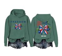 Freedom Shirt - Sudadera con capucha roja y blanca y arándanos, sudadera divertida con lazo de la bandera estadounidense, Verde, 1, M