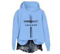 Freedom - Sudadera con capucha y sudadera vintage de democracia americana, fe, cruz y libertad, unisex, Azul cielo-1, XXL