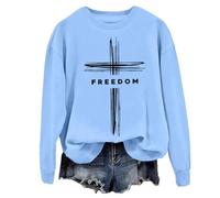 Freedom - Sudadera con capucha y sudadera vintage de democracia americana, fe, cruz y libertad, unisex, azul celeste, XL
