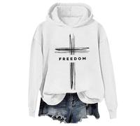 Freedom - Sudadera con capucha y sudadera vintage de democracia americana, fe, cruz y libertad, unisex, Blanco-1, 3XL
