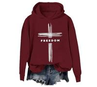 Freedom - Sudadera con capucha y sudadera vintage de democracia americana, fe, cruz y libertad, unisex, Claret-1, XL