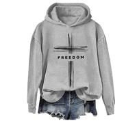 Freedom - Sudadera con capucha y sudadera vintage de democracia americana, fe, cruz y libertad, unisex, Gris-1, S