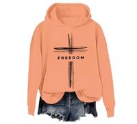 Freedom - Sudadera con capucha y sudadera vintage de democracia americana, fe, cruz y libertad, unisex, Hami Orange-1, XL