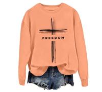 Freedom - Sudadera con capucha y sudadera vintage de democracia americana, fe, cruz y libertad, unisex, Hami naranja, M