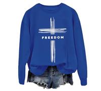 Freedom - Sudadera con capucha y sudadera vintage de democracia americana, fe, cruz y libertad, unisex, Klein Azul, XXL