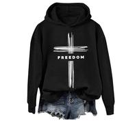 Freedom - Sudadera con capucha y sudadera vintage de democracia americana, fe, cruz y libertad, unisex, Negro-1, 3XL