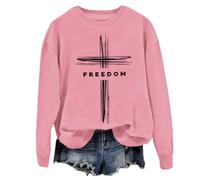 Freedom - Sudadera con capucha y sudadera vintage de democracia americana, fe, cruz y libertad, unisex, rosa, S