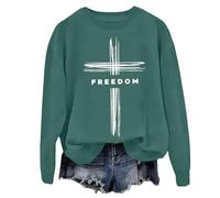 Freedom - Sudadera con capucha y sudadera vintage de democracia americana, fe, cruz y libertad, unisex, verde, 3XL