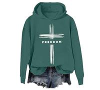 Freedom - Sudadera con capucha y sudadera vintage de democracia americana, fe, cruz y libertad, unisex, Verde, 1, XXL
