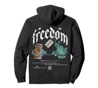 Freedom Vintage Streetwear Urban Hip Hop Rock Y2K Back Print Sudadera con Capucha