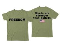 Freedom Words are Stronger Than Bullets, camiseta con cuello en V y texto en inglés "Words are Stronger Than Bullets", Verde, 1, XXL