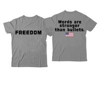 Freedom Words are Stronger Than Bullets, camiseta con cuello en V y texto en inglés "Words are Stronger Than Bullets", Gris-1, XXL