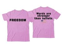 Freedom Words are Stronger Than Bullets, camiseta con cuello en V y texto en inglés "Words are Stronger Than Bullets", Rosa-1., 3XL