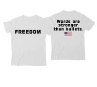 Freedom Words are Stronger Than Bullets, camiseta con cuello en V y texto en inglés "Words are Stronger Than Bullets", Blanco-1, M