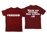 Freedom Words are Stronger Than Bullets, camiseta con cuello en V y texto en inglés "Words are Stronger Than Bullets", Claret-1, M