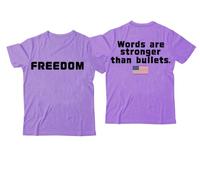 Freedom Words are Stronger Than Bullets, camiseta con cuello en V y texto en inglés "Words are Stronger Than Bullets", Morado-1, S