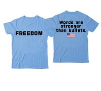 Freedom Words are Stronger Than Bullets, camiseta con cuello en V y texto en inglés "Words are Stronger Than Bullets", Azul cielo-1, XXL
