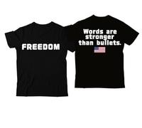 Freedom Words are Stronger Than Bullets, camiseta con cuello en V y texto en inglés "Words are Stronger Than Bullets", Negro-1, M