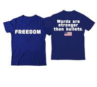 Freedom Words are Stronger Than Bullets, camiseta con cuello en V y texto en inglés "Words are Stronger Than Bullets", Azul zafiro-1, M