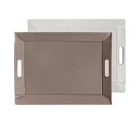 FREEFORM - Mantel Individual Reversible de Piel sintética Bicolor - Gris Topo/Blanco - 55 x 41 cm - Elegante Mantel Individual, Adaptable a tu decoración