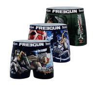 FREEGUN Boxer Hombre Ataque a los Titanes, Calzoncillos Hombre Eren, Livai y Mikasa Ackerman (Juego de 3), Rojo/azul/negro/blanco/verde, XL
