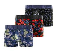 FREEGUN Boxer Hombre, Calzoncillos Hombre Flores, Suave y Transpirable (Juego de 3), Caqui/Negro/Rojo/Azul, L